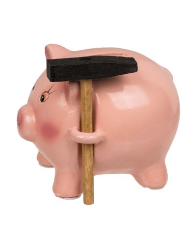 Tirelire Cochon Rose avec Marteau - Dimensions : 12,5 x 10,5 x 9,5 cm