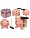 Tirelire Cochon Rose avec Marteau - Dimensions : 12,5 x 10,5 x 9,5 cm