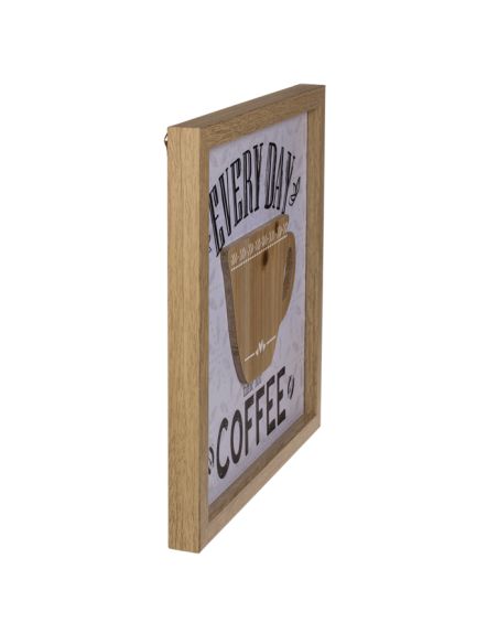 Décoration Murale / Tableau en Bois avec Motif Mug en Relief / Dimensions: 30 x 30 cm