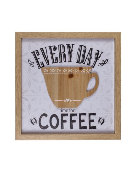 Décoration Murale / Tableau en Bois avec Motif Mug en Relief / Dimensions: 30 x 30 cm