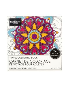 Mandalas / Carnet de Coloriage de Voyage pour Adultes / 24 Pages / Dimensions : 15 x15 cm