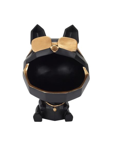 Sculpture Bulldog Noir à  Lunettes Vide Poche / Hauteur 23 cm