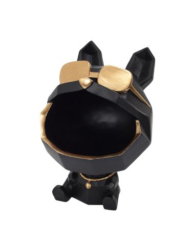 Sculpture Bulldog Noir à  Lunettes Vide Poche / Hauteur 23 cm