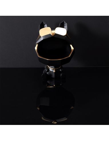 Sculpture Bulldog Noir à  Lunettes Vide Poche / Hauteur 23 cm