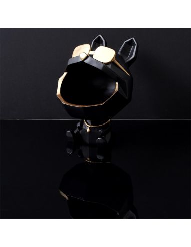 Sculpture Bulldog Noir à  Lunettes Vide Poche / Hauteur 23 cm