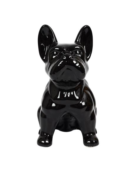 Bulldog Noir en Céramique / Hauteur : 30 cm