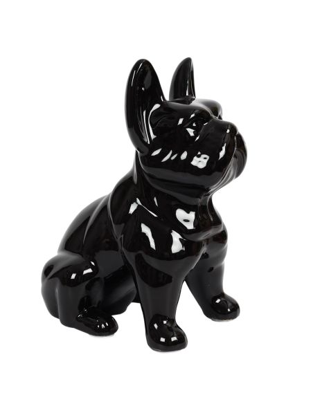 Bulldog Noir en Céramique / Hauteur : 30 cm