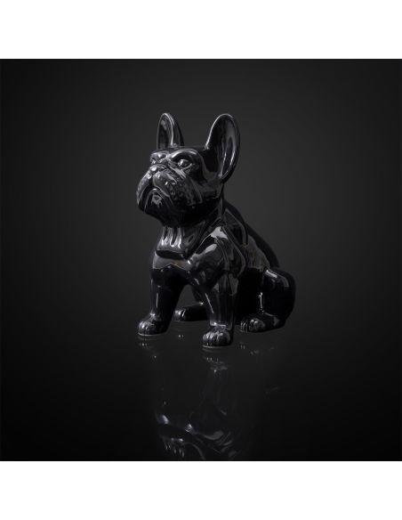 Bulldog Noir en Céramique / Hauteur : 30 cm