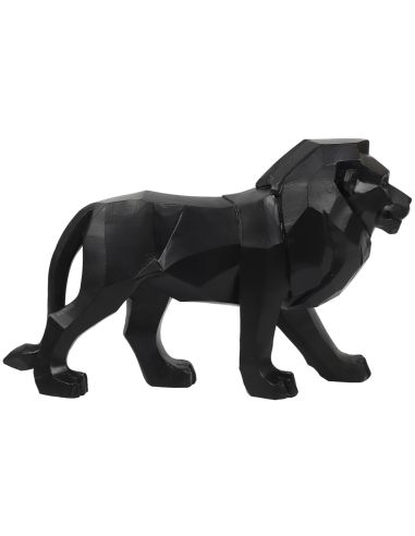 Statue Lion Origami Noir en Polyrésine / Dimensions : 36 x 23 cm