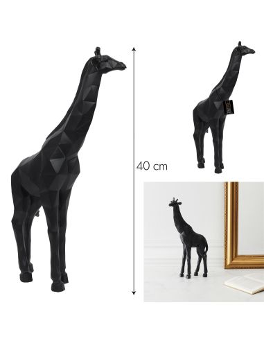 Statue Girafe Origami Noir en Polyrésine / Dimensions : 19 x 8 x 40 cm