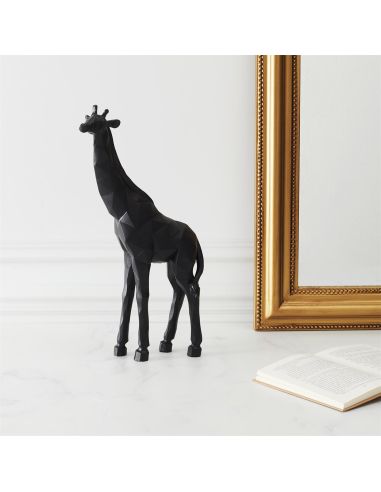Statue Girafe Origami Noir en Polyrésine / Dimensions : 19 x 8 x 40 cm