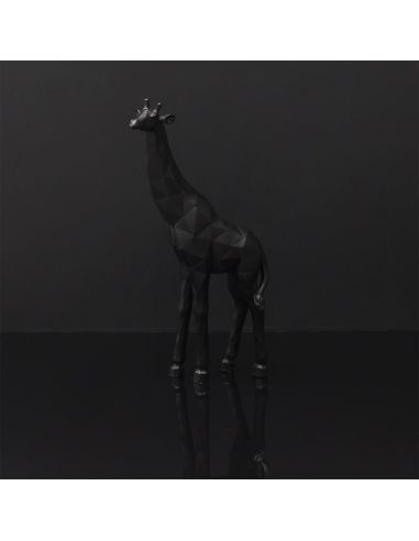 Statue Girafe Origami Noir en Polyrésine / Dimensions : 19 x 8 x 40 cm