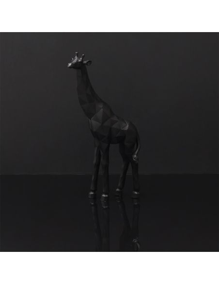 Statue Girafe Origami Noir en Polyrésine / Dimensions : 19 x 8 x 40 cm