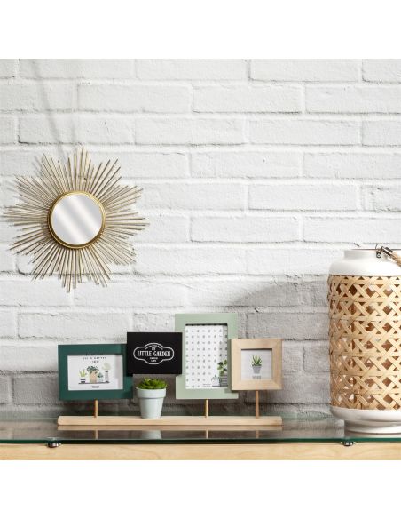 Pêle-mêle et Support / 3 Cadres Photos avec Plante Artificielle