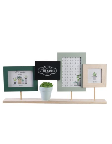 Pêle-mêle et Support / 3 Cadres Photos avec Plante Artificielle