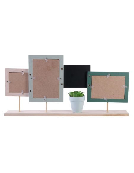 Pêle-mêle et Support / 3 Cadres Photos avec Plante Artificielle