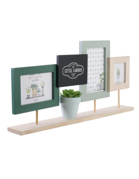 Pêle-mêle et Support / 3 Cadres Photos avec Plante Artificielle