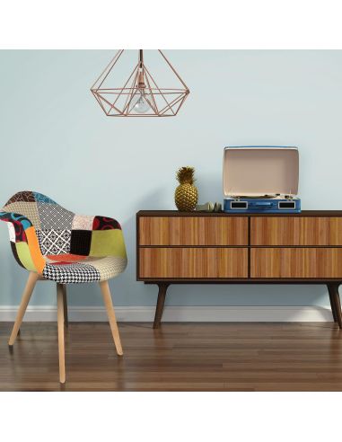 Lot de 2 Fauteuils scandinaves patchwork pieds bois - Multicolore