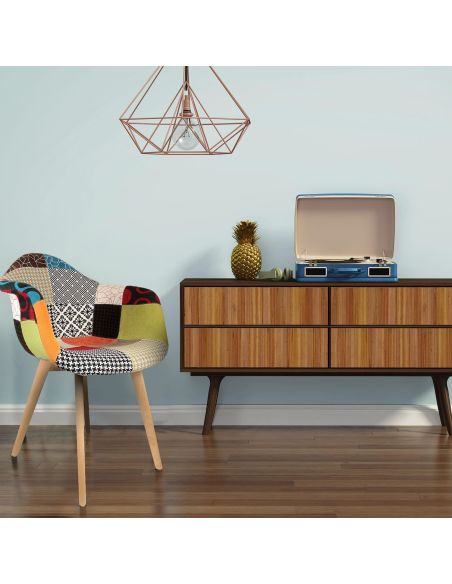 Lot de 2 Fauteuils scandinaves patchwork pieds bois - Multicolore