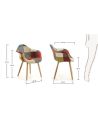 Lot de 2 Fauteuils scandinaves patchwork pieds bois - Multicolore