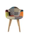 Lot de 2 Fauteuils scandinaves patchwork pieds bois - Multicolore