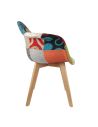 Lot de 2 Fauteuils scandinaves patchwork pieds bois - Multicolore