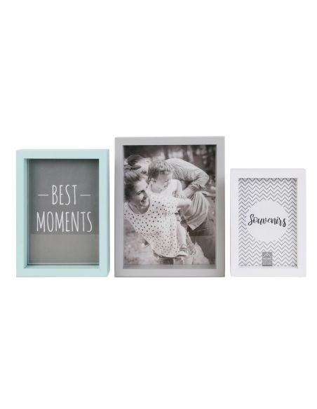 Lot de 3 Cadres Photo Encastrables / Dimensions : 15x21 cm - 13x18 cm - 10x15 cm