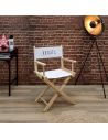 Chaise de Bureau Bois et Blanc Imprimé "ARTISTE" / Dimensions : 54 x 40 x 84 cm