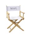 Chaise de Bureau Bois et Blanc Imprimé "ARTISTE" / Dimensions : 54 x 40 x 84 cm