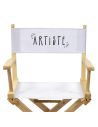 Chaise de Bureau Bois et Blanc Imprimé "ARTISTE" / Dimensions : 54 x 40 x 84 cm