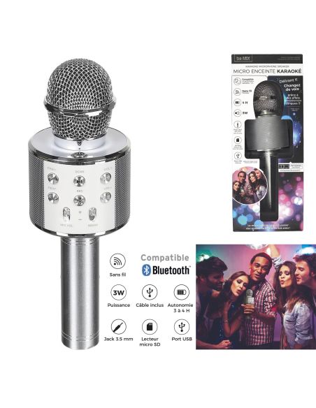 Objet High-Tech / Micro Enceinte Karaoké 3W / Autonomie : 4 Heures / Dimensions : 8 x 23.5 cm
