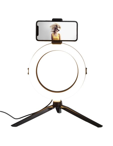 Lampe LED avec Trépied pour Smartphone - Dimensions : 27 x 36 x 50,5 cm