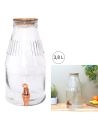 Distributeur de Boissons / Fontaine à Boisson 3,8 Litres en Verre avec Couvercle et Robinet Verseur