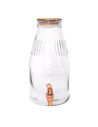 Distributeur de Boissons / Fontaine à Boisson 3,8 Litres en Verre avec Couvercle et Robinet Verseur