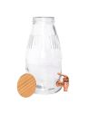 Distributeur de Boissons / Fontaine à Boisson 3,8 Litres en Verre avec Couvercle et Robinet Verseur