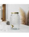 Distributeur de Boisson / Fontaine à Boisson de 6L en Verre Design Diamant avec Couvercle et Robinet Verseur
