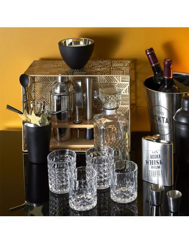 Accessoire de Cuisine / Kit à Cocktail Noir avec 4 Accessoires / Matière : Métal et Acier Inoxydable