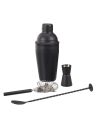 Accessoire de Cuisine / Kit à Cocktail Noir avec 4 Accessoires / Matière : Métal et Acier Inoxydable
