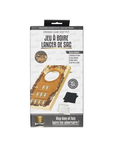 Jeu à Boire / Lancer De Sac avec 2 Verres à Shot et 4 Mini Sacs / Dimensions : 26 x 13,5 x 2 cm