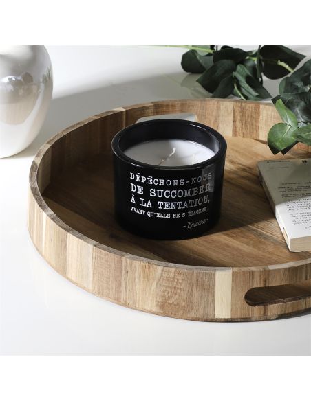 Bougie Ronde En Verre / 3 Mèches / Avec Citations