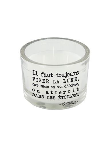 Bougie Ronde En Verre / 3 Mèches / Avec Citations