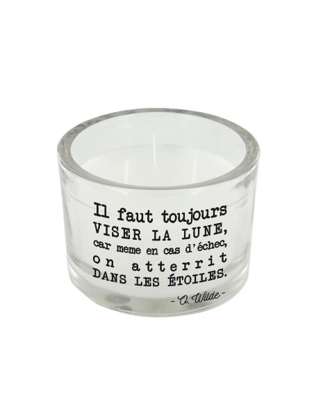 Bougie Ronde En Verre / 3 Mèches / Avec Citations