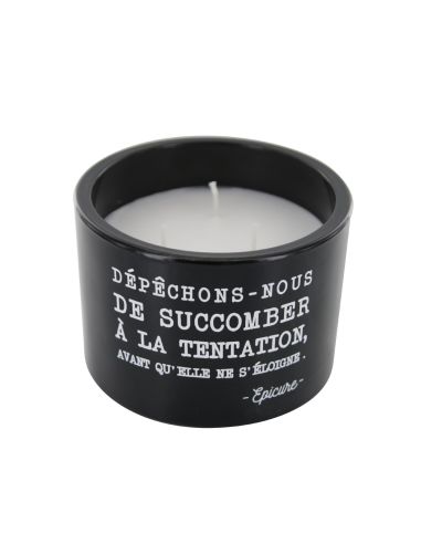 Bougie Ronde En Verre / 3 Mèches / Avec Citations
