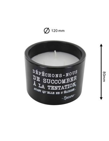 Bougie Ronde En Verre / 3 Mèches / Avec Citations