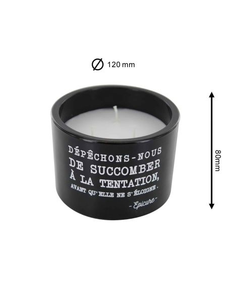 Bougie Ronde En Verre / 3 Mèches / Avec Citations