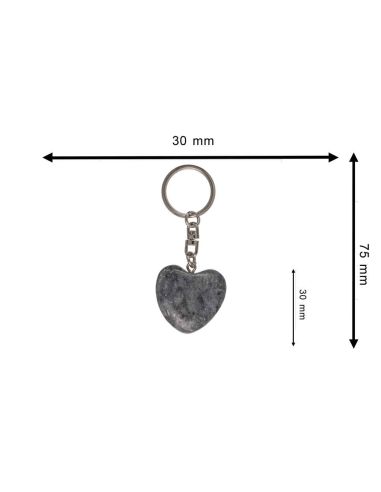 Porte-Clé en Pierre et Métal en Forme de Cœur / Dimensions : 7,5 x 3 cm.