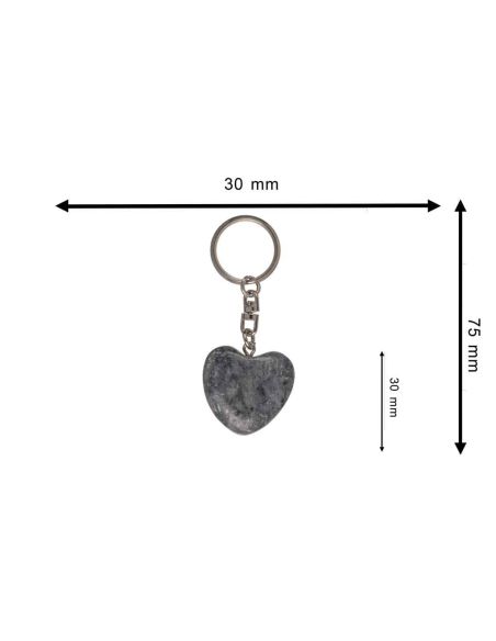 Porte-Clé en Pierre et Métal en Forme de Cœur / Dimensions : 7,5 x 3 cm.