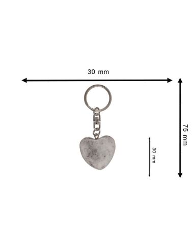 Porte-Clé en Pierre et Métal en Forme de Cœur / Dimensions : 7,5 x 3 cm.