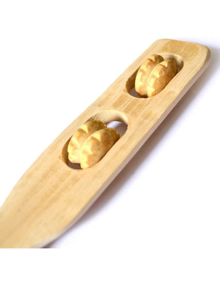 Relaxation Corporelle / Gratte-Dos en Bambou avec Roulettes de Massage