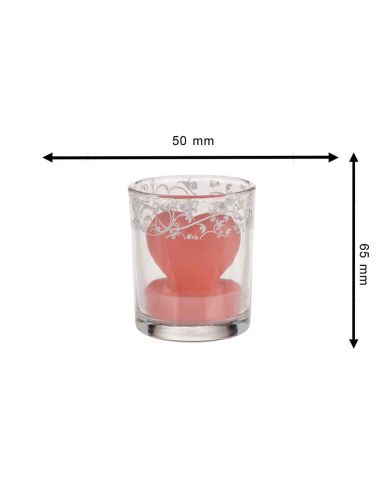 Bougie en Forme de CÅ“ur dans Verre / 3 Couleurs au choix : Rouge-Rose-Blanc / Dimensions : 6,5x5 cm